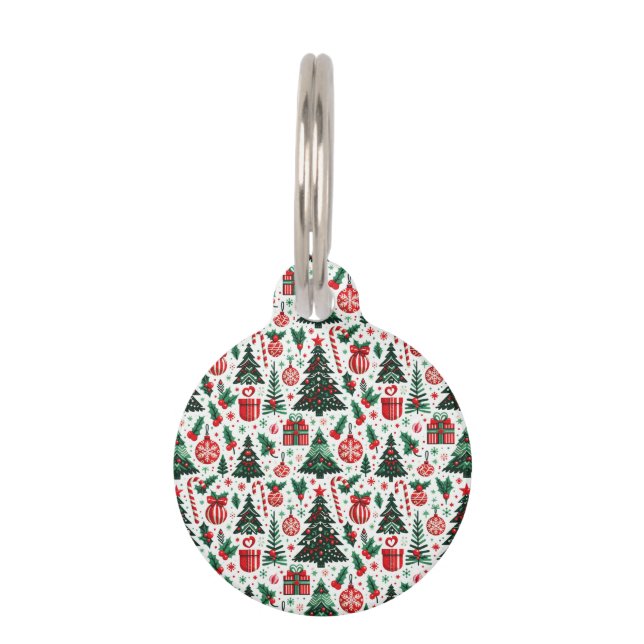 Christmas tree, presents, candy cane pet tag (Front)