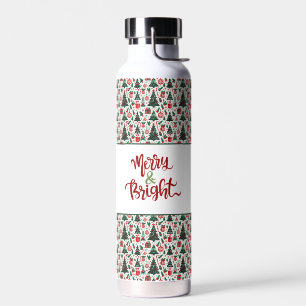 Christmas tree, presents, candy cane water bottle