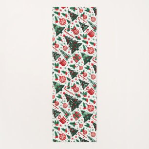 Christmas tree, presents, candy cane yoga mat
