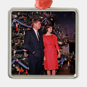 Christmas Tree President John Kennedy & Jacqueline Metal Ornament