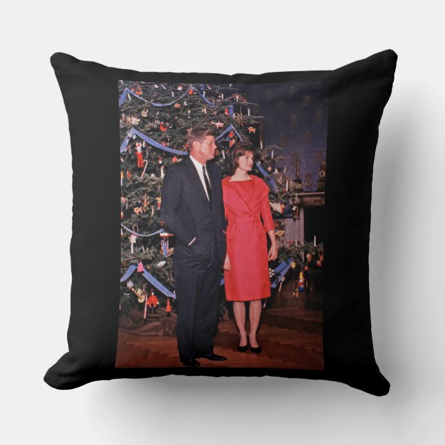 Christmas Tree President John Kennedy & Jacqueline Throw Pillow (Front)