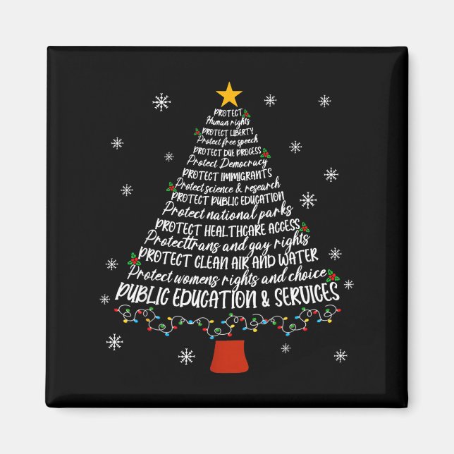 Christmas Tree Protect Human Rights Protect Libert Magnet (Front)