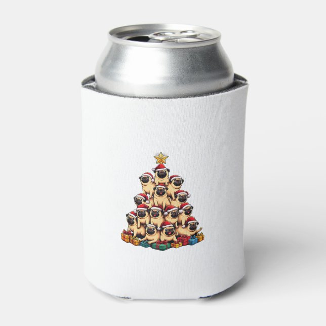 Christmas Tree Pugs Pug Dog  Can Cooler (Can Front)