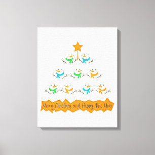 Christmas tree pyramid made of xmas snowmen canvas print
