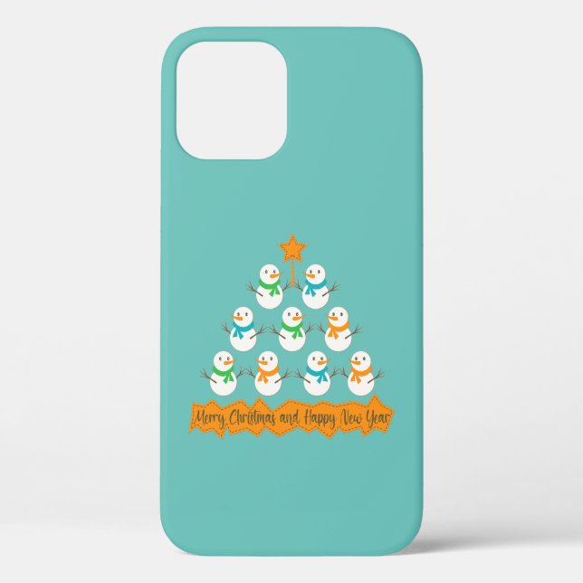Christmas tree pyramid made of xmas snowmen Case-Mate iPhone case (Back)