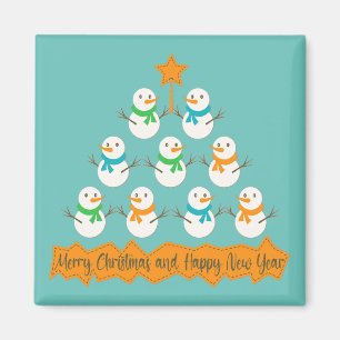Christmas tree pyramid made of xmas snowmen magnet