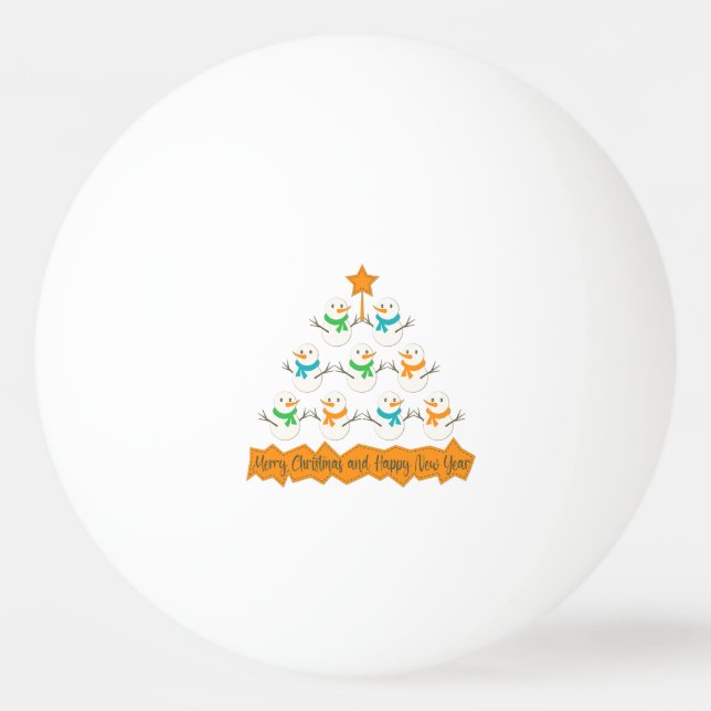 Christmas tree pyramid made of xmas snowmen ping pong ball (Front)