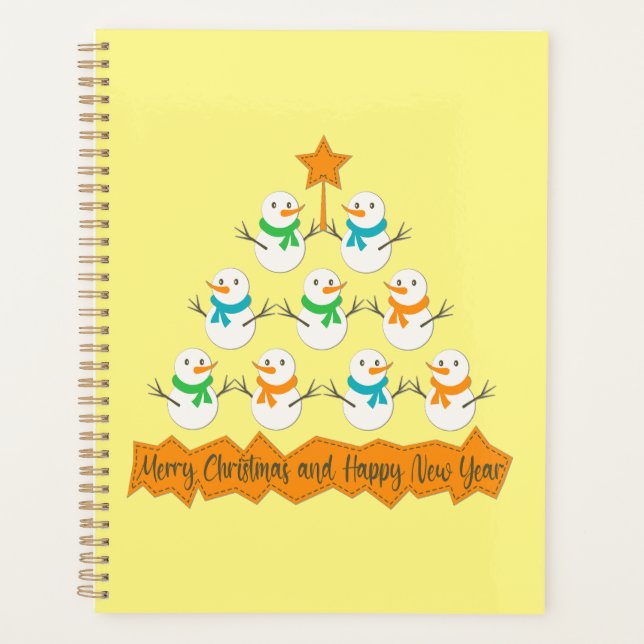 Christmas tree pyramid made of xmas snowmen planner (Front)