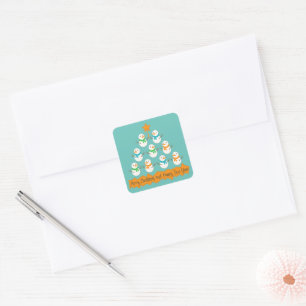 Christmas tree pyramid made of xmas snowmen square sticker