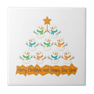 Christmas tree pyramid made of xmas snowmen tile