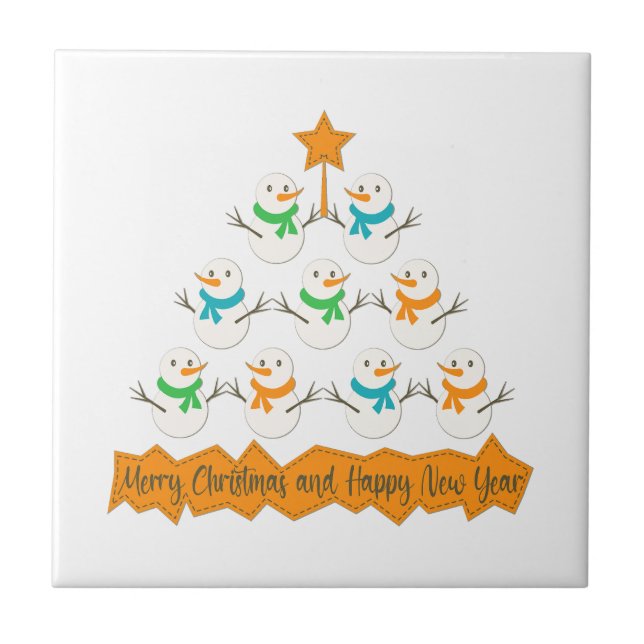Christmas tree pyramid made of xmas snowmen tile (Front)