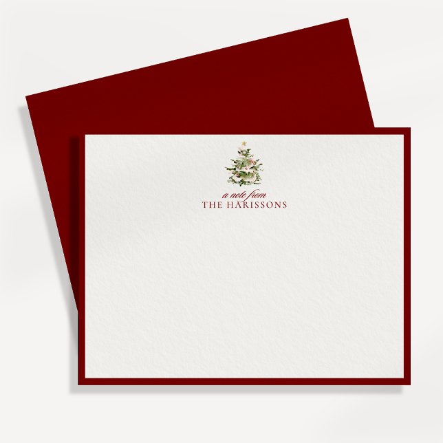 Christmas Tree Red Border Note Card (Creator Uploaded)