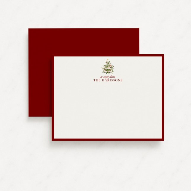 Christmas Tree Red Border Note Card (Creator Uploaded)