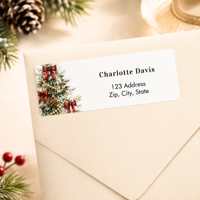 Christmas tree red bows return address (Creator Uploaded)