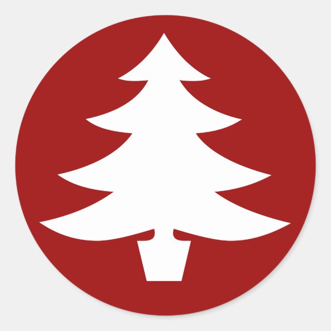 Christmas Tree, Red Classic Round Sticker (Front)