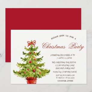 Christmas Tree, Red Corporate Christmas Party Invitation