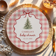 Christmas Tree Red Gingham Baby Shower