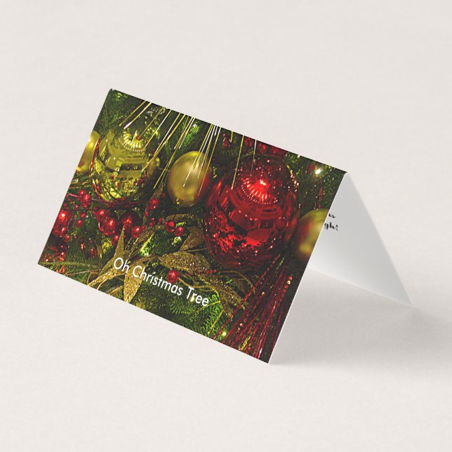Christmas Tree Red & Gold Christmas Tent Card (Front)