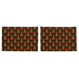 Christmas Tree Red Green Pattern Design  Pillowcase