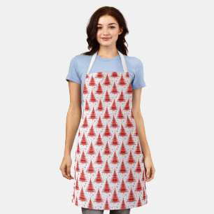Christmas Tree Red Pattern Design Apron