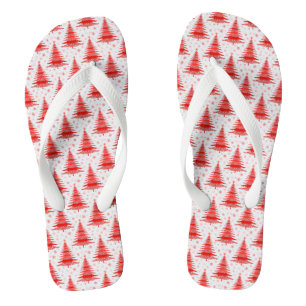 Christmas Tree Red Pattern Design Flip Flops