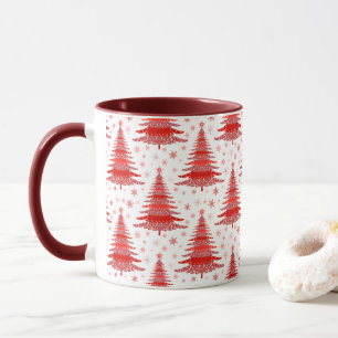 Christmas Tree Red Pattern Design Mug