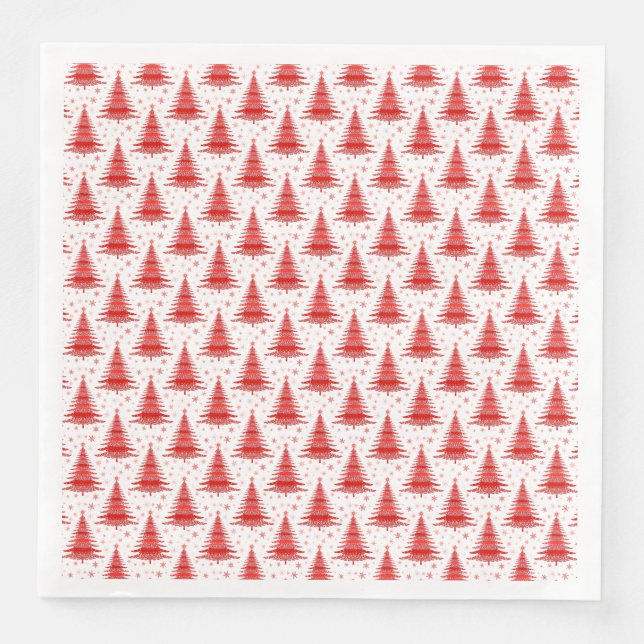 Christmas Tree Red Pattern Design Napkin (Front)