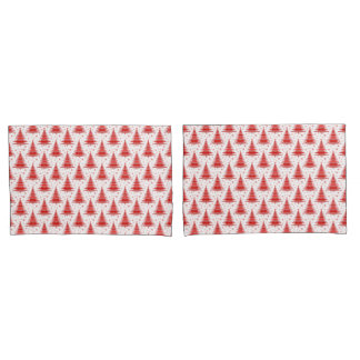 Christmas Tree Red Pattern Design Pillow Case