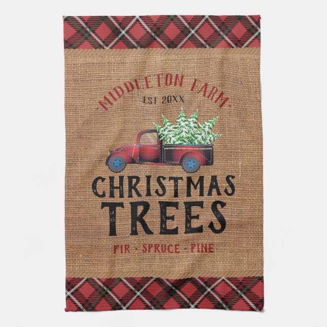 🎄Christmas Tree Red Truck Kitchen Towel (Vertical)