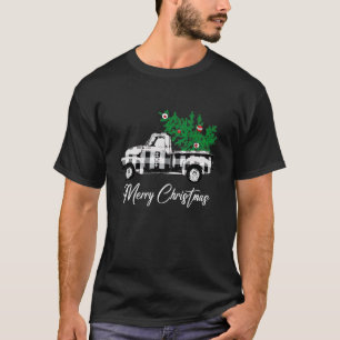 Christmas Tree Red Truck Pajama Vintage Buffalo Bl T-Shirt