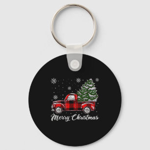 Christmas Tree Red Truck Pajama, Vintage Buffalo P Keychain