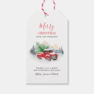Christmas Tree Red Truck Script Family Gift Tags