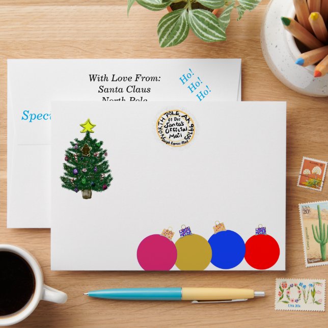 Christmas Tree Reindeer Ornaments Envelope (Desk)