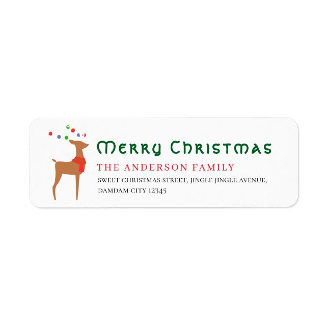 Christmas Tree & Reindeer Simple Return Address (Front)