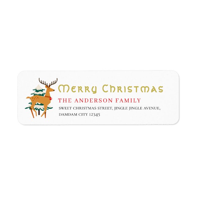 Christmas Tree & Reindeer Simple Return Address (Devant)