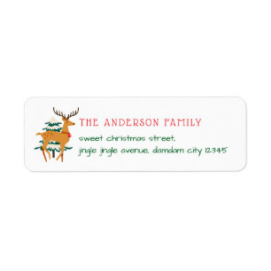 Christmas Tree & Reindeer Simple Return Address