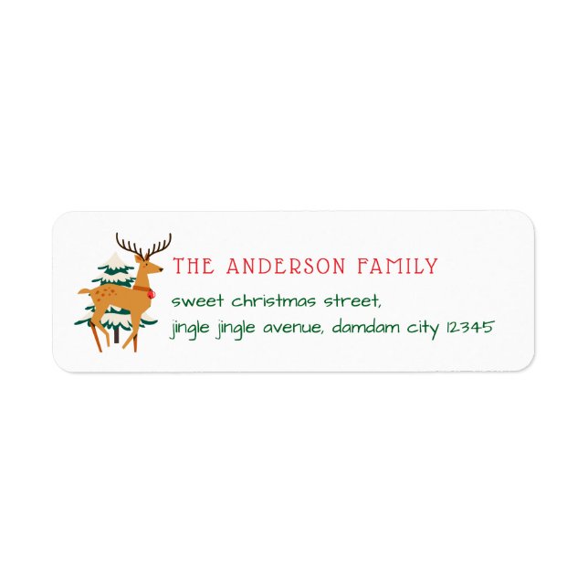 Christmas Tree & Reindeer Simple Return Address (Devant)
