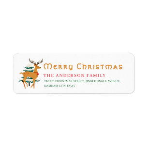 Christmas Tree & Reindeer Simple Return Address