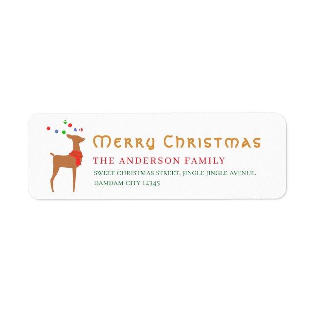 Christmas Tree & Reindeer Simple Return Address (Front)