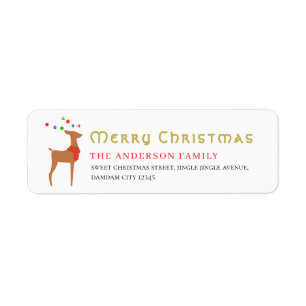 Christmas Tree & Reindeer Simple Return Address