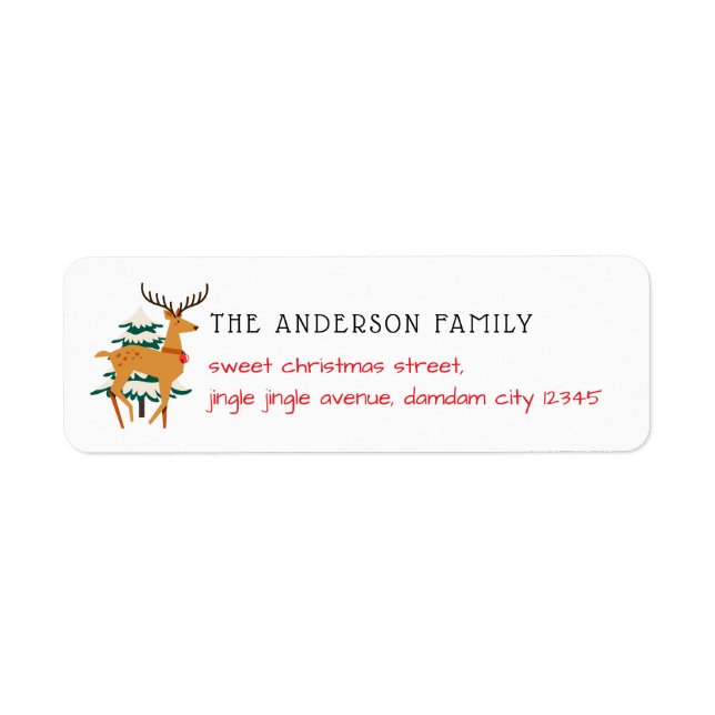 Christmas Tree & Reindeer Simple Return Address (Devant)