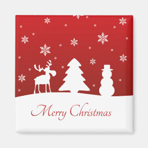 Christmas Tree Reindeer Snowman Magnet