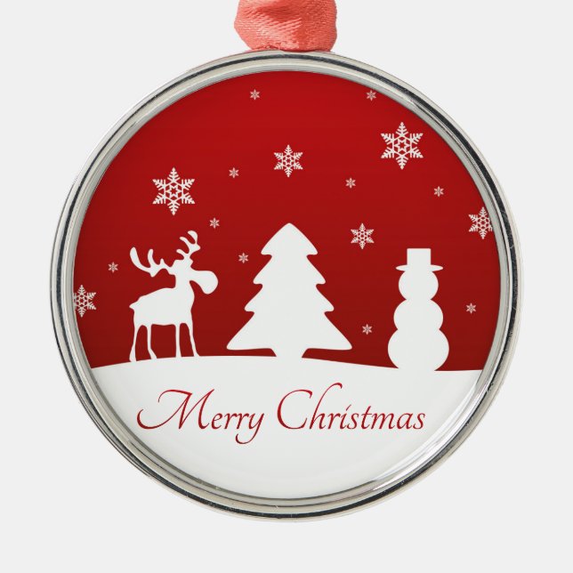 Christmas Tree Reindeer Snowman Metal Ornament (Front)