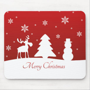 Christmas Tree Reindeer Snowman Mouse Pad