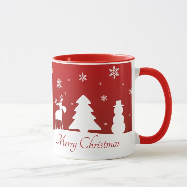 Christmas Tree Reindeer Snowman Mug (Right)