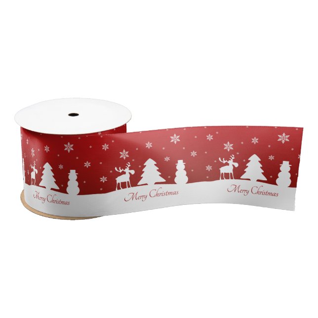 Christmas Tree Reindeer Snowman Satin Ribbon (Spool)