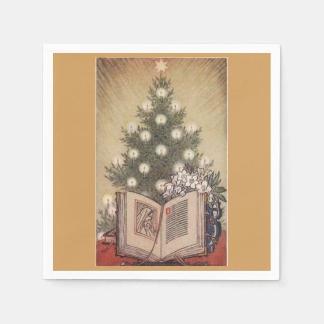 Christmas Tree Religious Vintage Paper Napkins (Front)