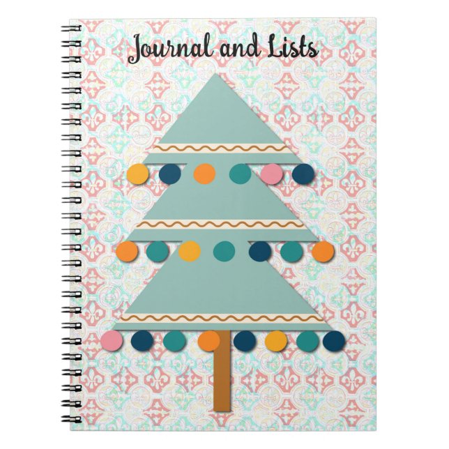 Christmas Tree Retro Art Journal and Lists Spiral (Front)