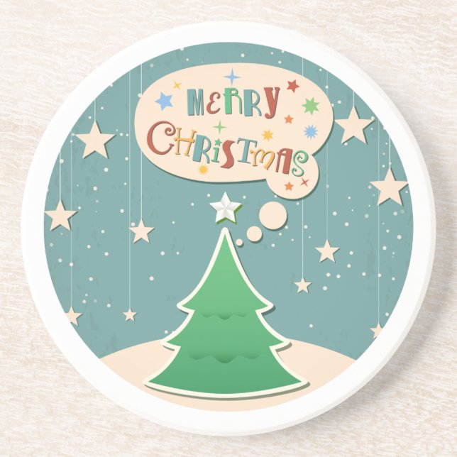 Christmas Tree Retro Christmas Design Coaster (Front)