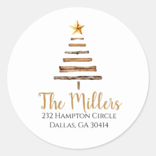  Christmas Tree Return Address Classic Round  Classic Round Sticker